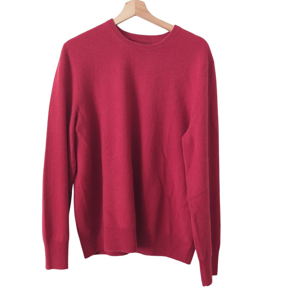 Naadam Mens 100% Cashmere Sweater Large Red Crewneck Long‎ Sleeve Soft Holiday